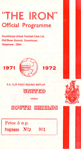 Scunthorpe United FC football programme v South Shields