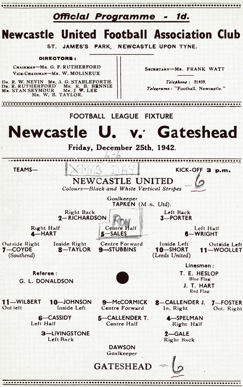 Photo of Newcastle United v Gateshead 1942 match prog