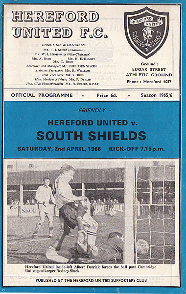 South Shields v Hereford United football programmes 1966