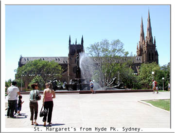 Photograph of St. Margarets Church form Hyde Park Sydney