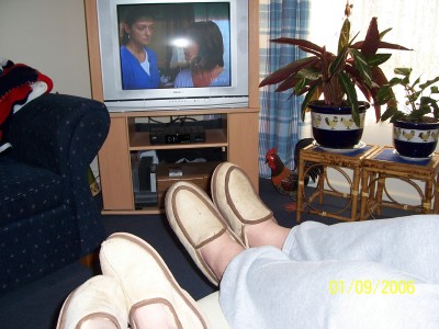 photo of feet up on the sofa