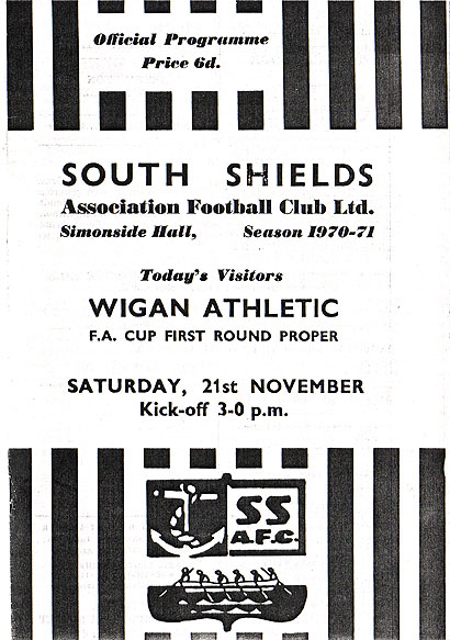 South Shields v Wigan Athletic football club programme 1970