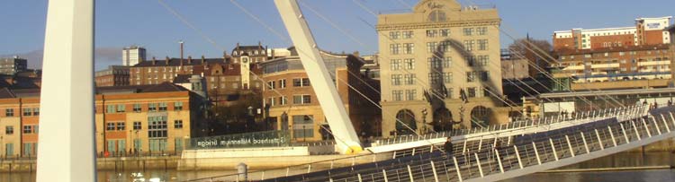photograph of the River Front at Newcastle Quayside and foot bridge