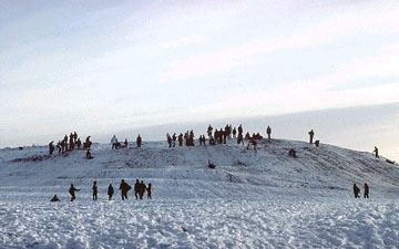 picture of sledding on cleadon hills